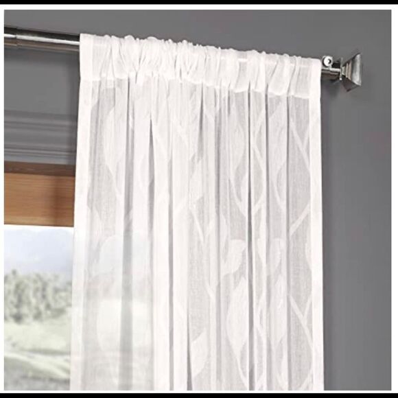 Faux Linen white sheer collection 50 inch by 108 inch sheer curtain panel - Picture 5 of 7